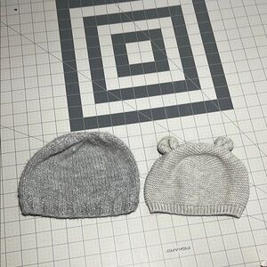 GAP Gray and Cream Knit Hats with Playful Details